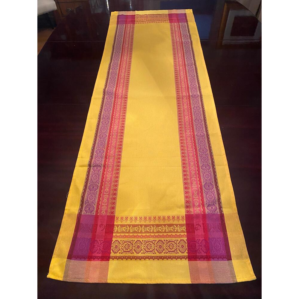 French Provincial Table Runner - Jacquard Gold Rust Red new
